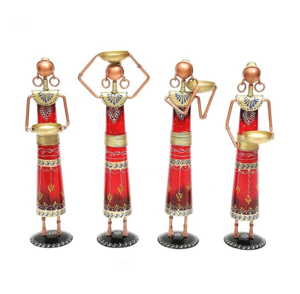 Metal Wrought Iron Tribal Lady Worker showpieces Ladies Doll Figurine Statue. - Image 3