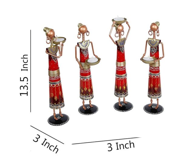 Metal Wrought Iron Tribal Lady Worker showpieces Ladies Doll Figurine Statue. - Image 4