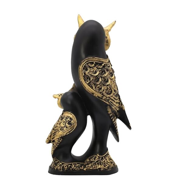 Owl Family Statue, Black and Gold Finish,Handmade Animal Figurines for Home Decor, Resin Showpiece for Living Room - Image 2