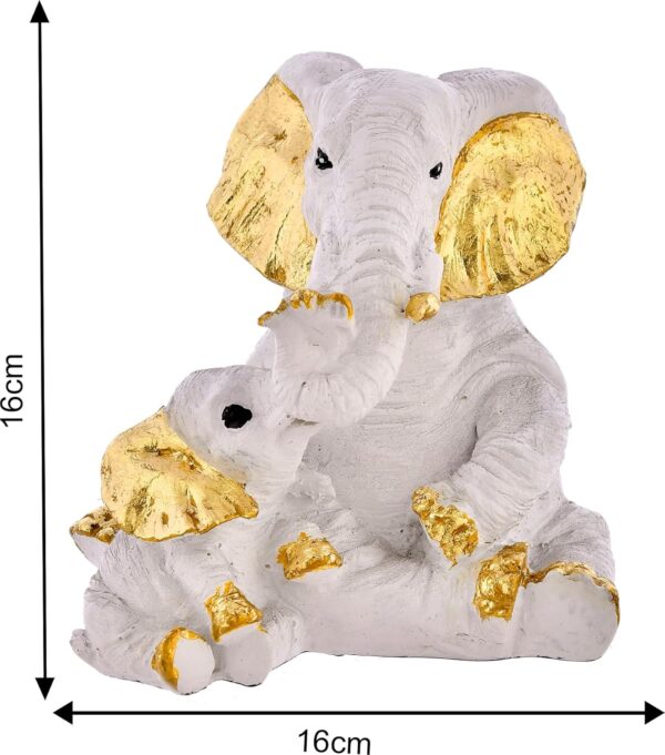 Small Elephant Family Mom and Baby Sculpture - Image 2