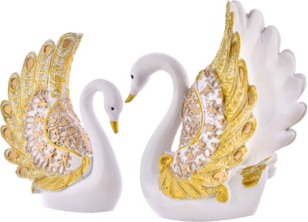 Swan Pair Feather Design Showpiece. - Image 2