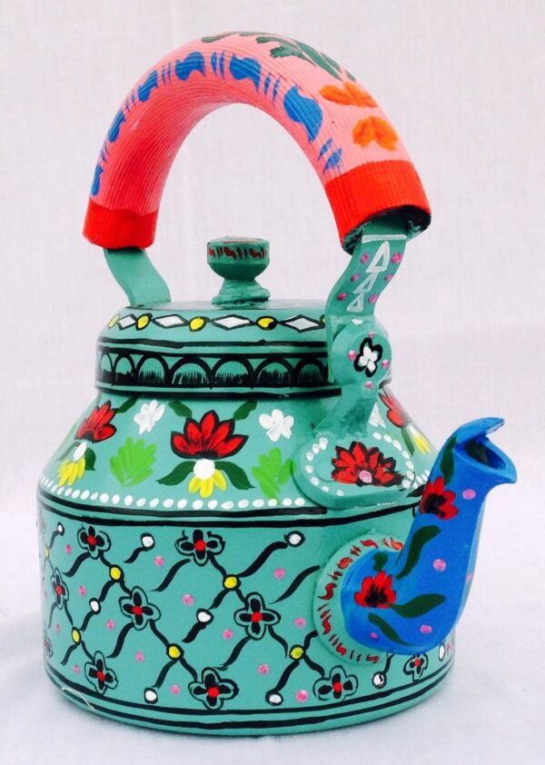 iHandikart Hand Painted Designer Aluminium Kettle for Tea/Coffee, Home Décor& Gift Purpose. - Image 2