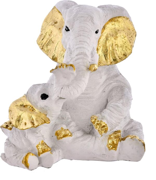 Small Elephant Family Mom and Baby Sculpture - Image 4