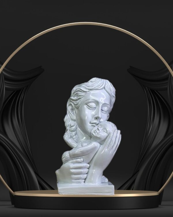 Mother and Child Decorative Statue, White Resin Sculpture. - Image 4