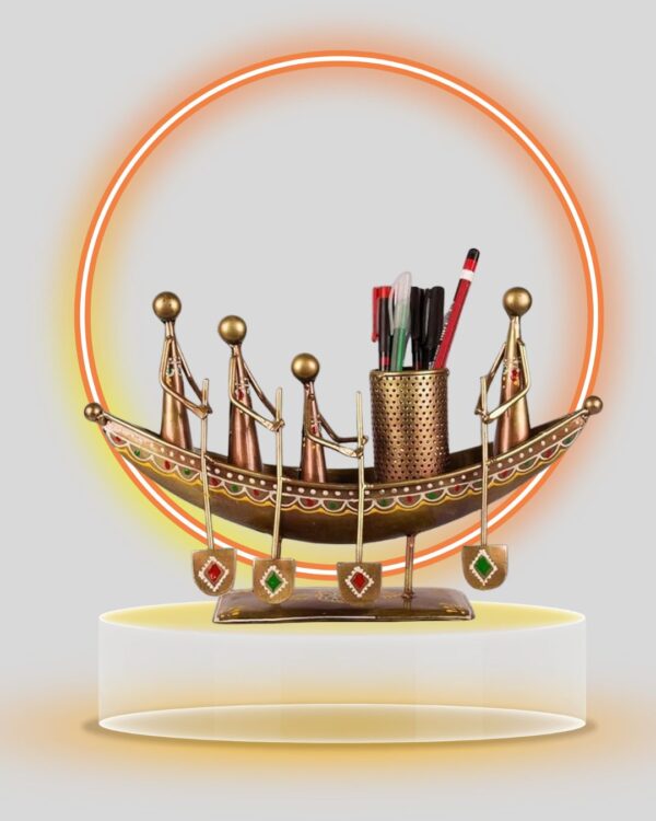 Handicrafted Boat Shape Pen, Pencil Holder - Image 2