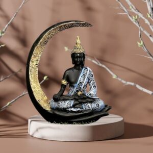 Moon Buddha Statue Showpiece for Home Decor - Office Decor - Gifting - Lord Buddha Idol Polyresin Decorative Figurine